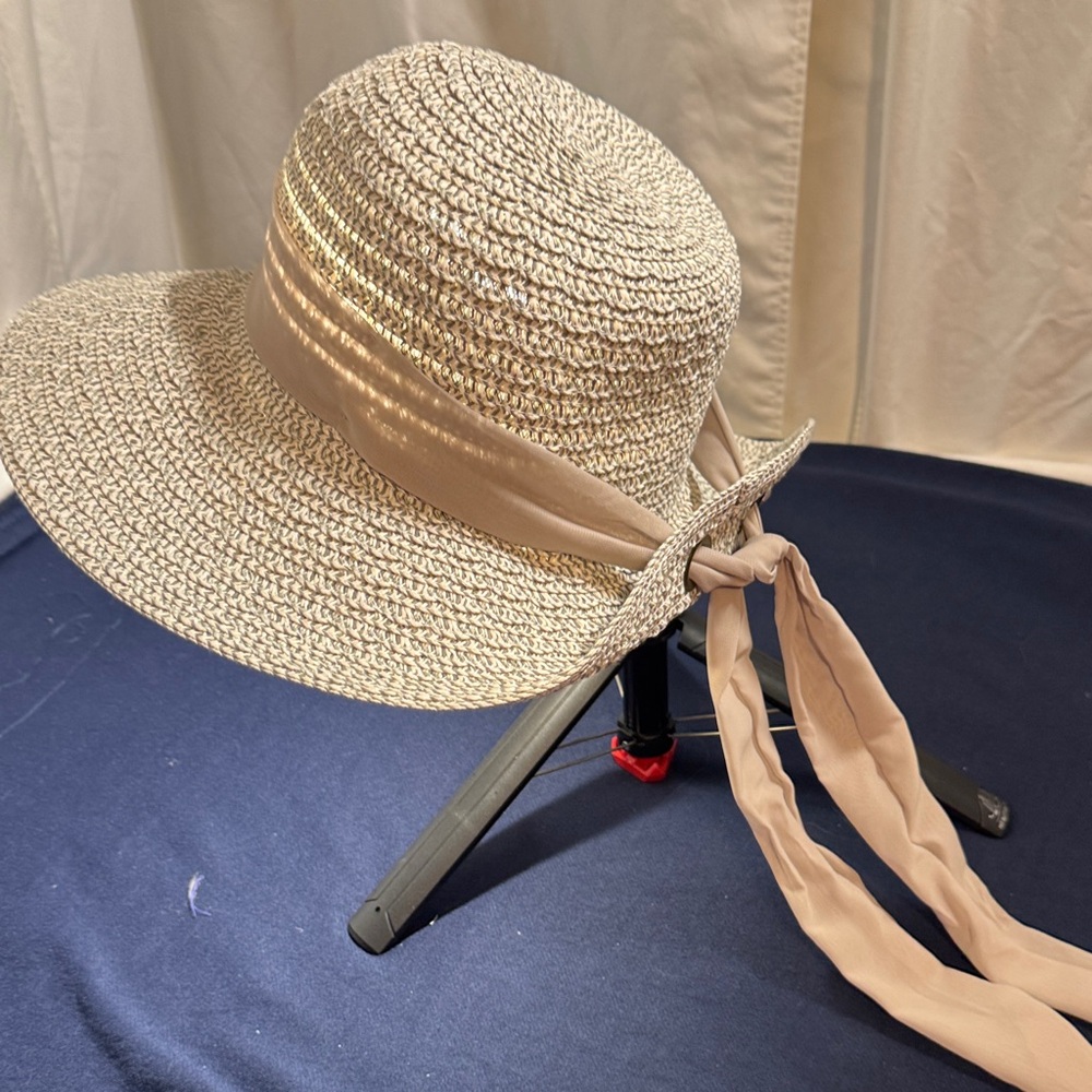 Nine West Cream Women's Hat with Tan Ribbon